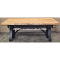 Industrial Crank Table Metal Rivets Black Color Mango Top en bois